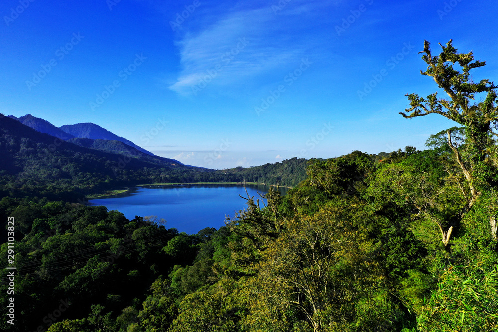 Beautiful morning view of Lake Tamblingan, North, Bali.