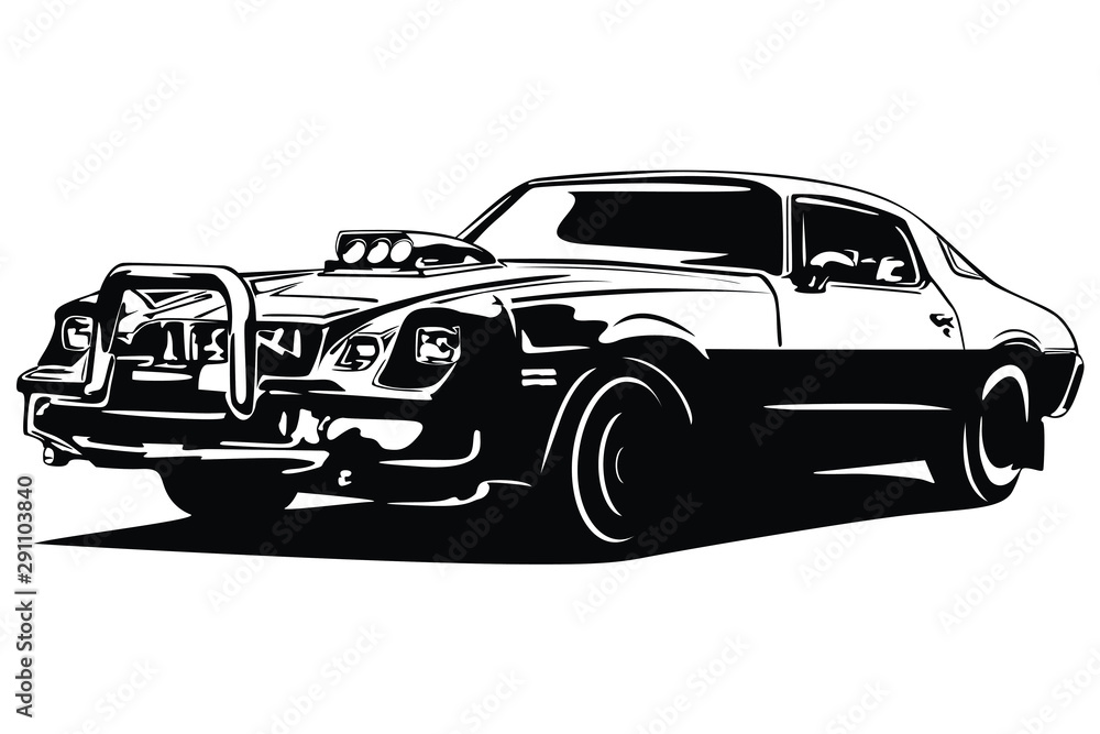 Fototapeta premium Classic vector retro vintage custom car design