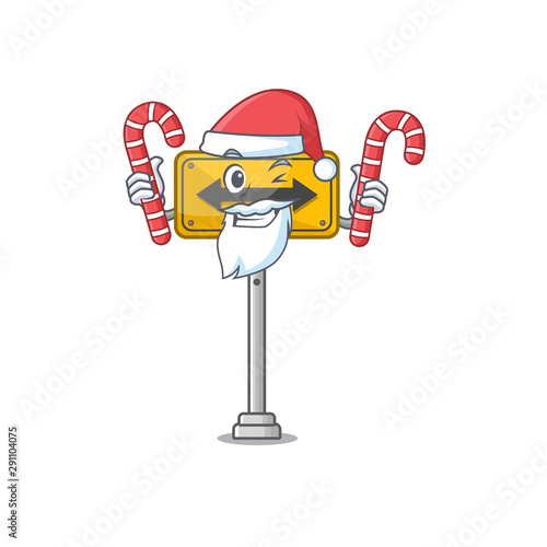 Santa with candy pass on either side a mascot