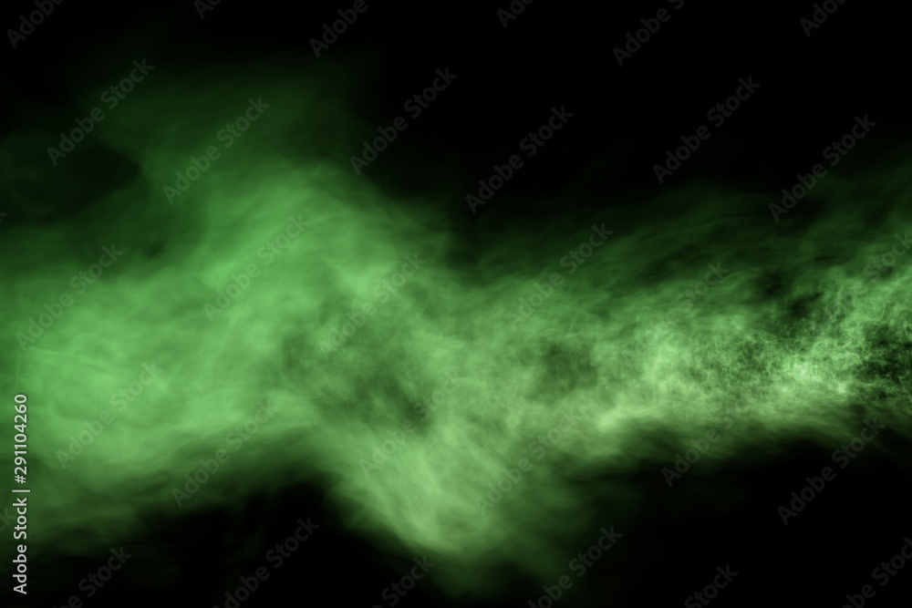 Cute heavy space flat smoke line isolated on black - 3D illustration of smoke