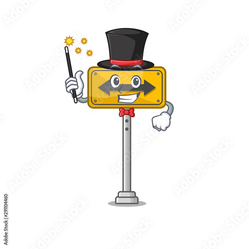Magician pass on either side a mascot