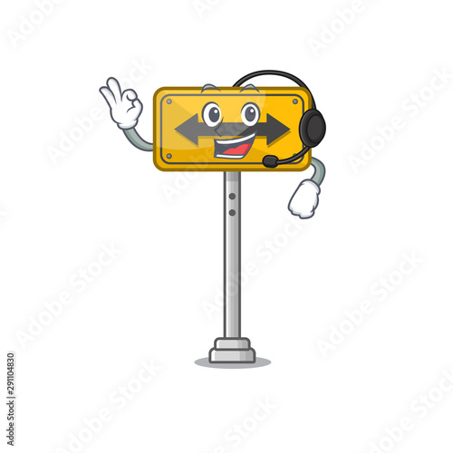 With headphone pass on either side a mascot