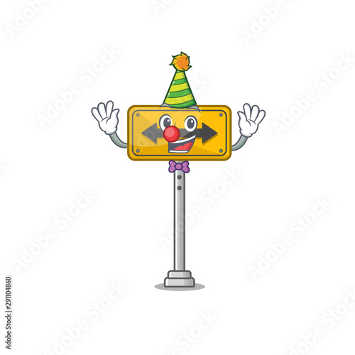 Clown pass on either side a mascot