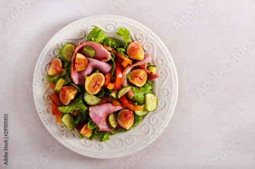 Ham and fig salad served