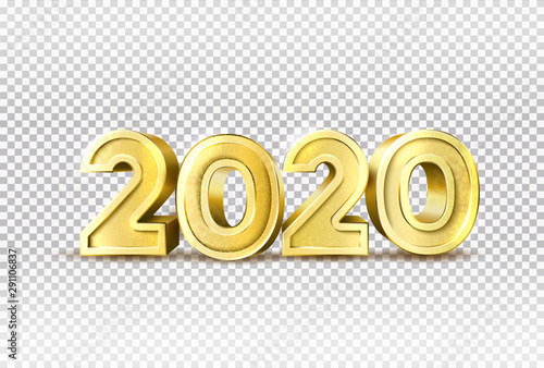 Vector 2020 new year holiday 3d golden numbers