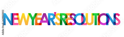 NEW YEAR'S RESOLUTIONS colorful vector typography banner