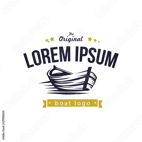 wooden boat logo vector