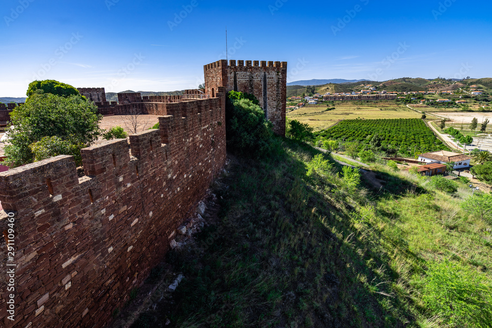 Beautiful landscape from the battlements of Silves Castle in Algarve region, one of the best-preserved Moorish Castles in Portugal
