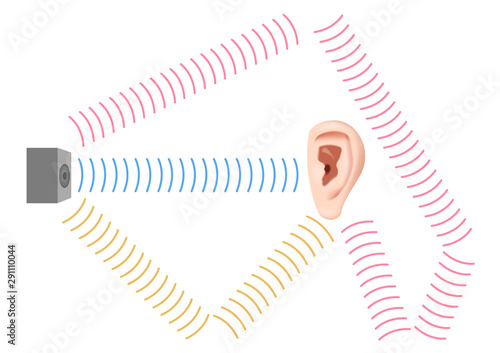 reflection wave sound vector / echo and sonar concept