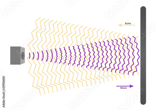 reflection wave sound vector / echo and sonar concept