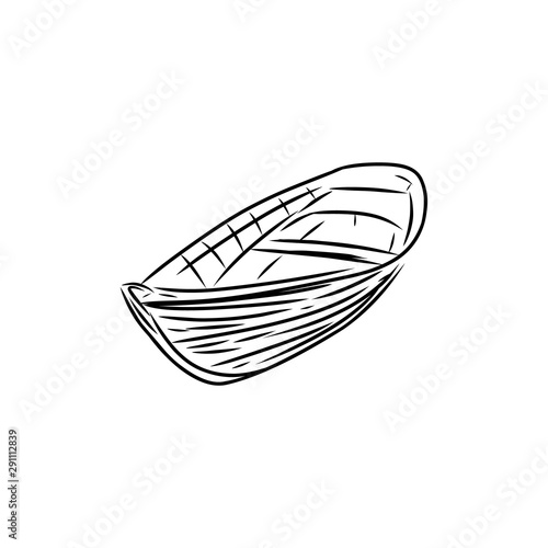 Sketch of wooden row boat
