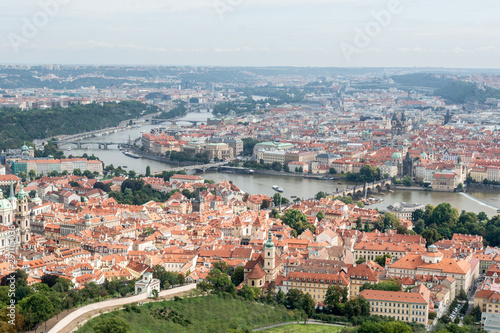 Panoramic view on a sunny day of the city of Prague, Czech Republic.