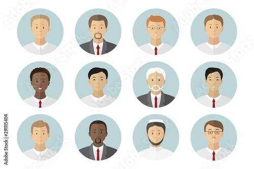 Man profile avatars. Icon set. Vector. photo