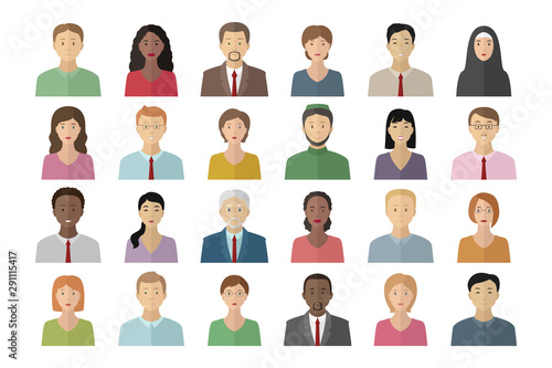 Man and woman avatar pictures. Icon set. Vector.