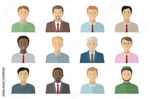 Set of men avatars. Vector icon.
