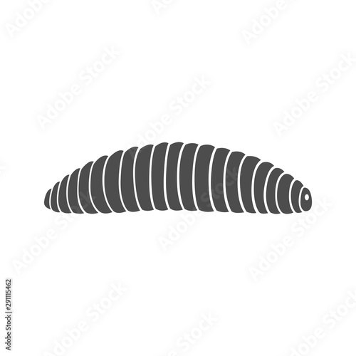 Caterpillar silhouette on white background. Vector icon.