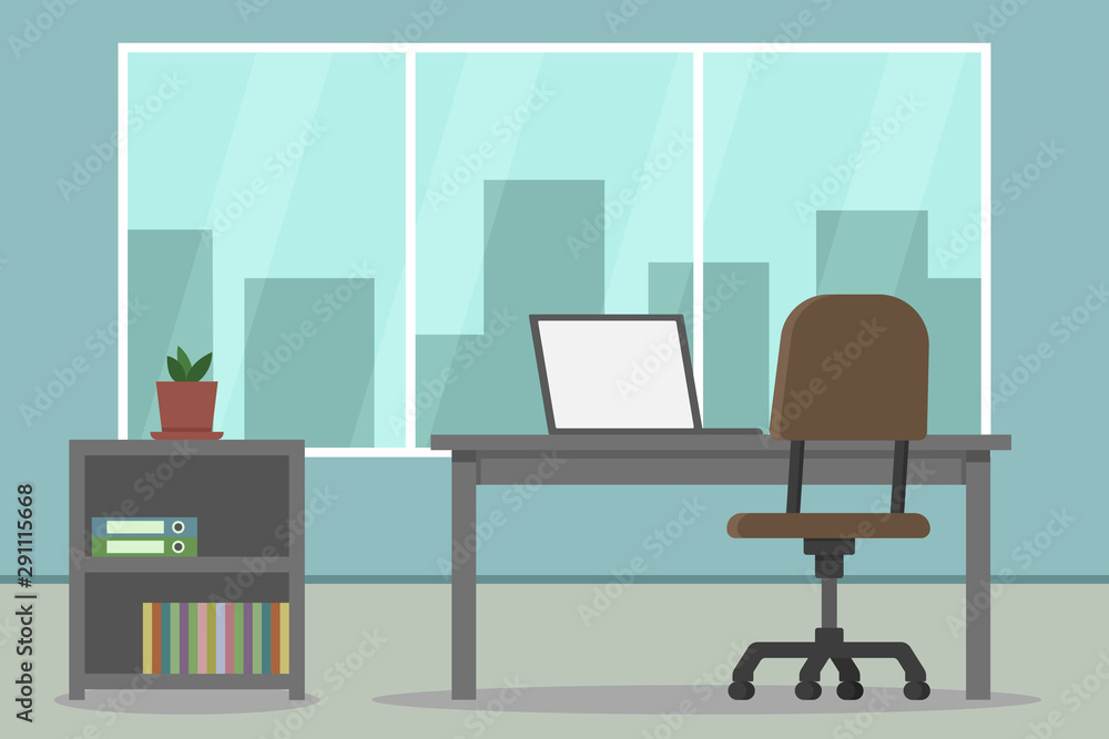 Office interior. Back view. Vector illustration. Office interior. Back view. Vector illustration.
