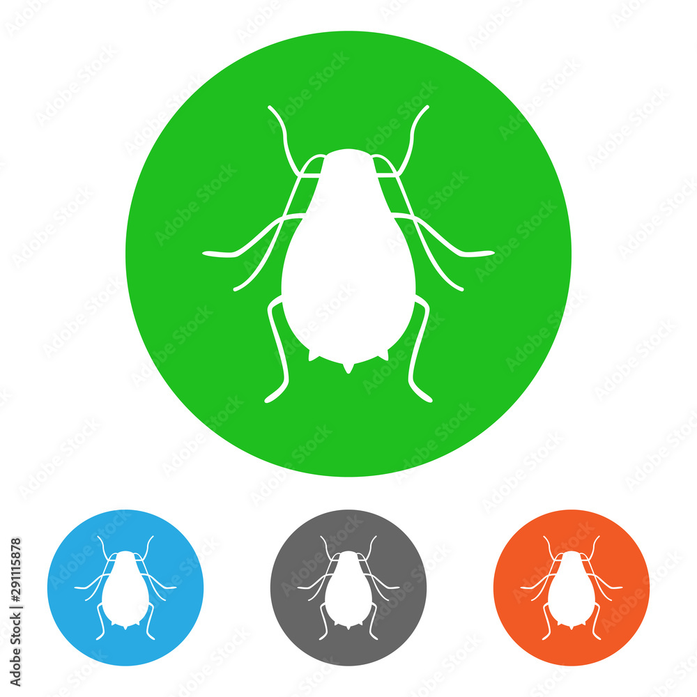 Aphid, sap-sucking insect. Icon set. Vector.