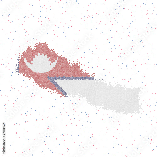 Mosaic map of Nepal with flag. Vector illustration of the country's geography.