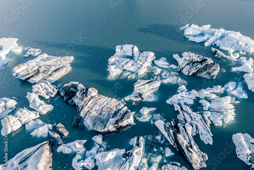 Aerial view of Jokulsarlon glacier ice lagoon, Iceland photo