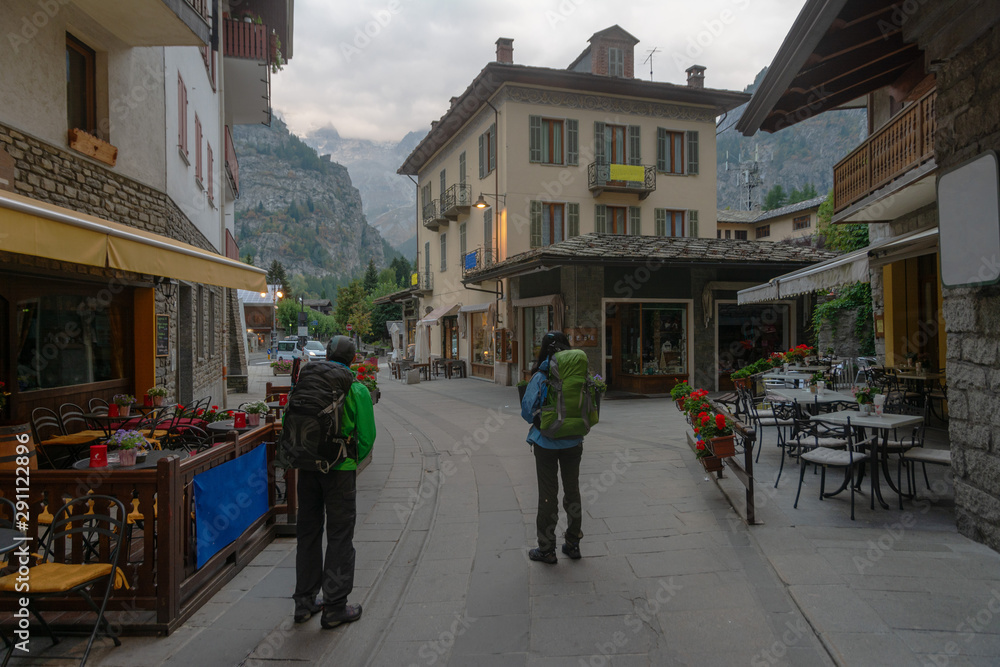 Morning Courmayeur, in the heart of the Italian Alpine mountains