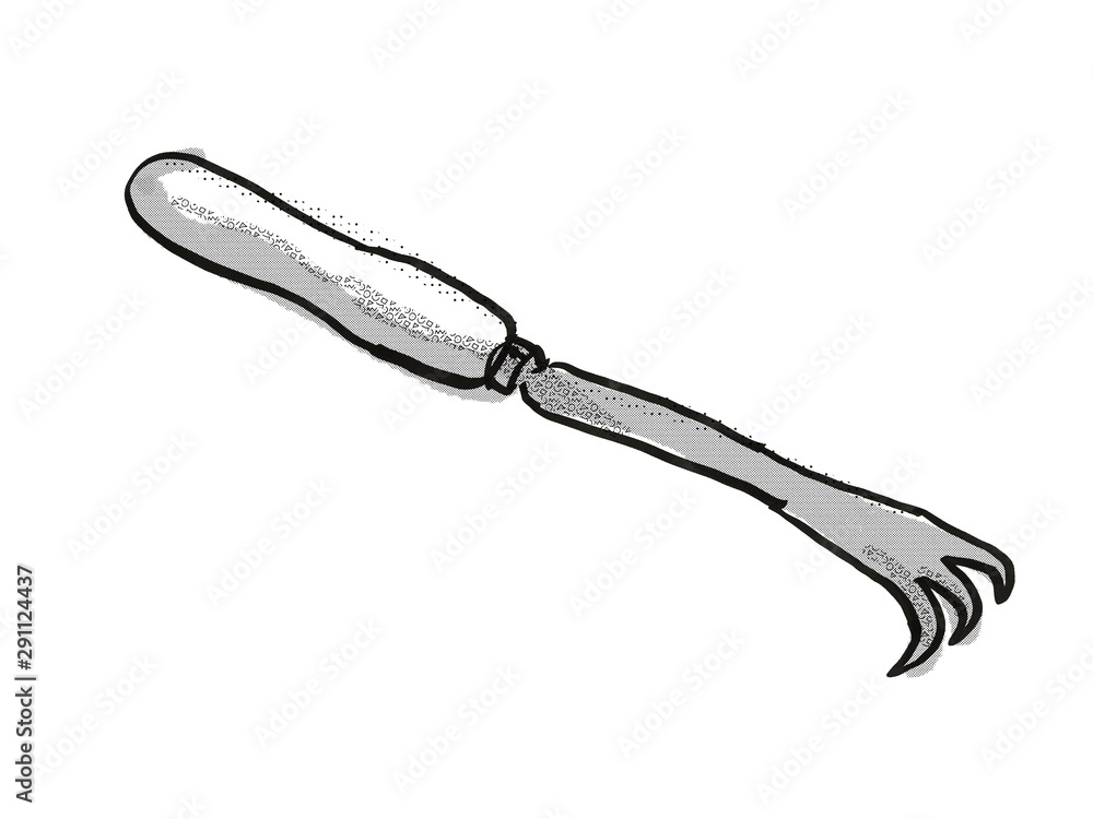 hand cultivator Garden Tool Cartoon Retro Drawing hand cultivator Garden Tool Cartoon Retro Drawing