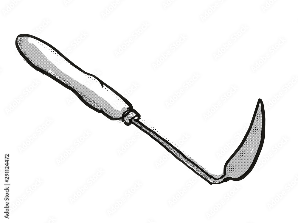 Korean hand hoe Garden Tool Cartoon Retro Drawing Korean hand hoe Garden Tool Cartoon Retro Drawing