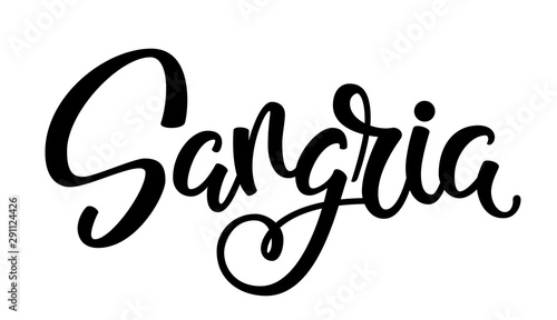 Sangria handwritten vector logo. Illustration with brush lettering typography isolated on white background. Logotype template of popular summer cocktail for menu, banner, sticker, signboard, badge