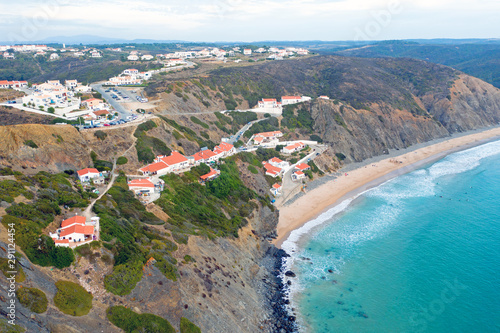 Aerial from the village Arifana at the westcoast in Portugal photo