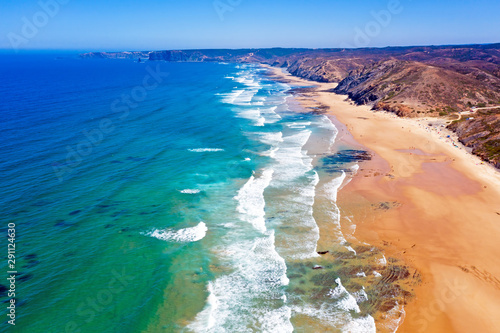 Aerial from the beach at Praia Vale Figueiras in Portugal © Nataraj