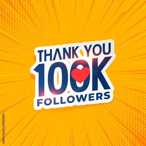 100k social media network followers yellow background