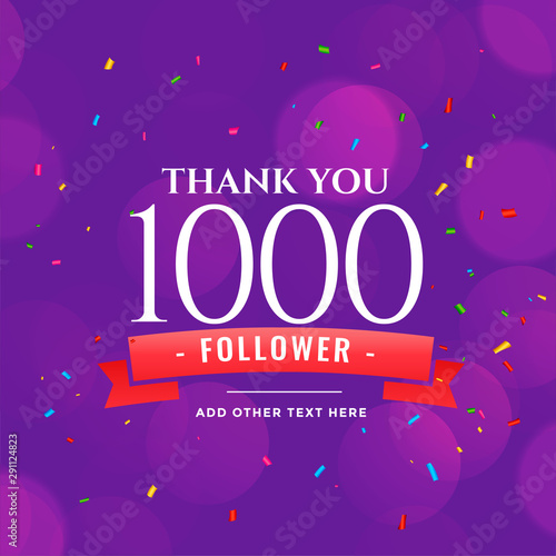 1000 followers social media celebration background design