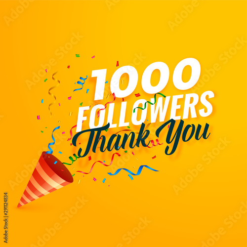 1000 followers thank you background with confetti
