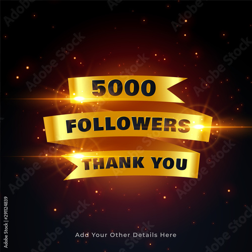 5000 followers thankyou celebration background in golden style