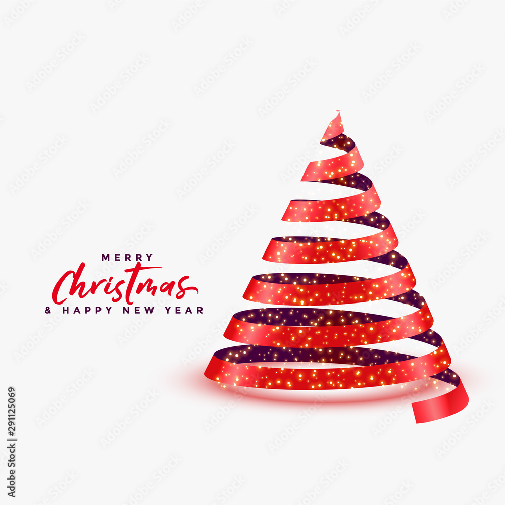 3d christmas tree made in ribbon style background 3d christmas tree made in ribbon style background
