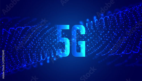 digital 5G new wireless internet technology background with particles
