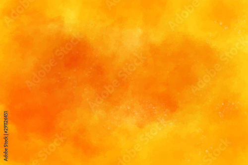 Watercolour colorful pastel background with copy free space. Red and yellow flame backdrop illustration. Digital art painting. Morning or evening cloudy sky. Painted Abstract Frame
