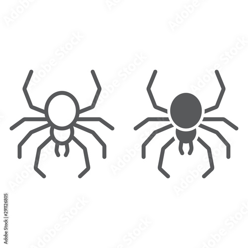 Fotografija Spider line and glyph icon, spooky and animal, arachnid sign, vector graphics, a linear pattern on a white background