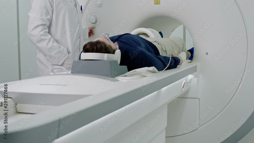 Patient visiting MRI procedure in a hospital Patient visiting MRI procedure in a hospital