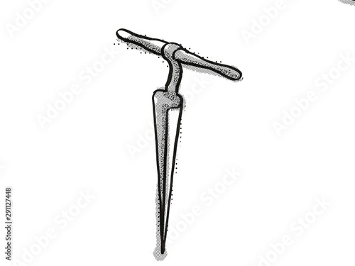 Принти на полотні wheelwright's reamer Woodworking Hand Tool Cartoon Retro Drawing