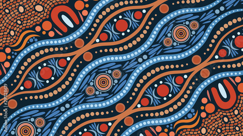 Illustration based on aboriginal style of dot background.