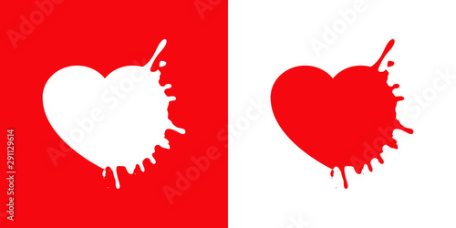 Logotipo con corazón como salpicadura en rojo y blanco