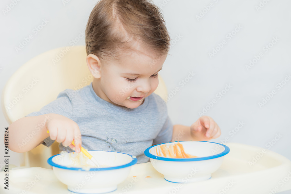 the kid in the kitchen eats milk porridge the kid in the kitchen eats milk porridge
