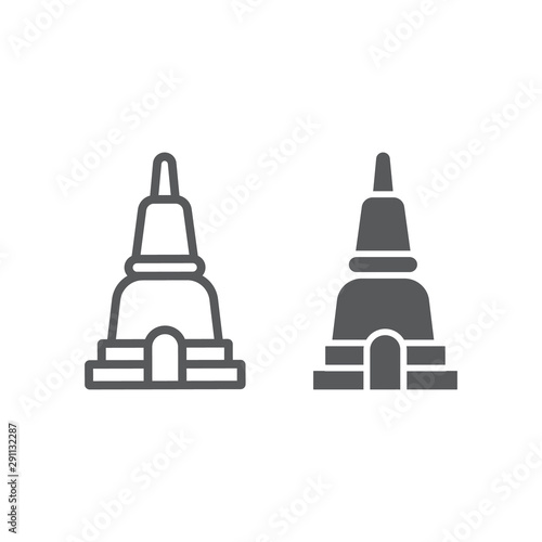Thai pagoda line and glyph icon, asia and architecture, asian building sign, vector graphics, a linear pattern on a white background.