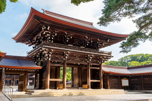 Photography Scenic view at the Gateway in Meji Jingu or Meji Shrine area in Tokyo, Japan