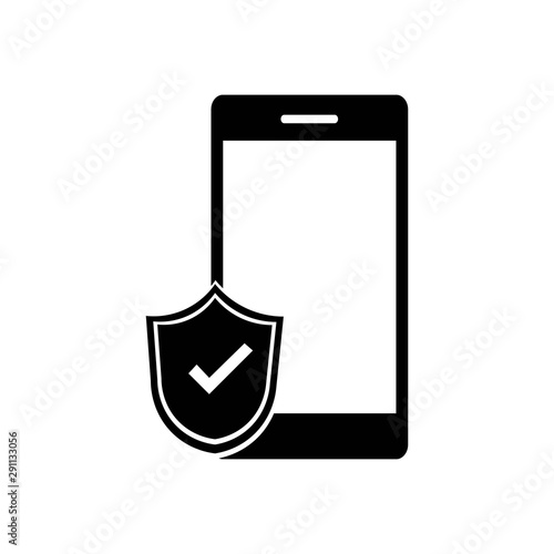 mobile phone and security logo vector