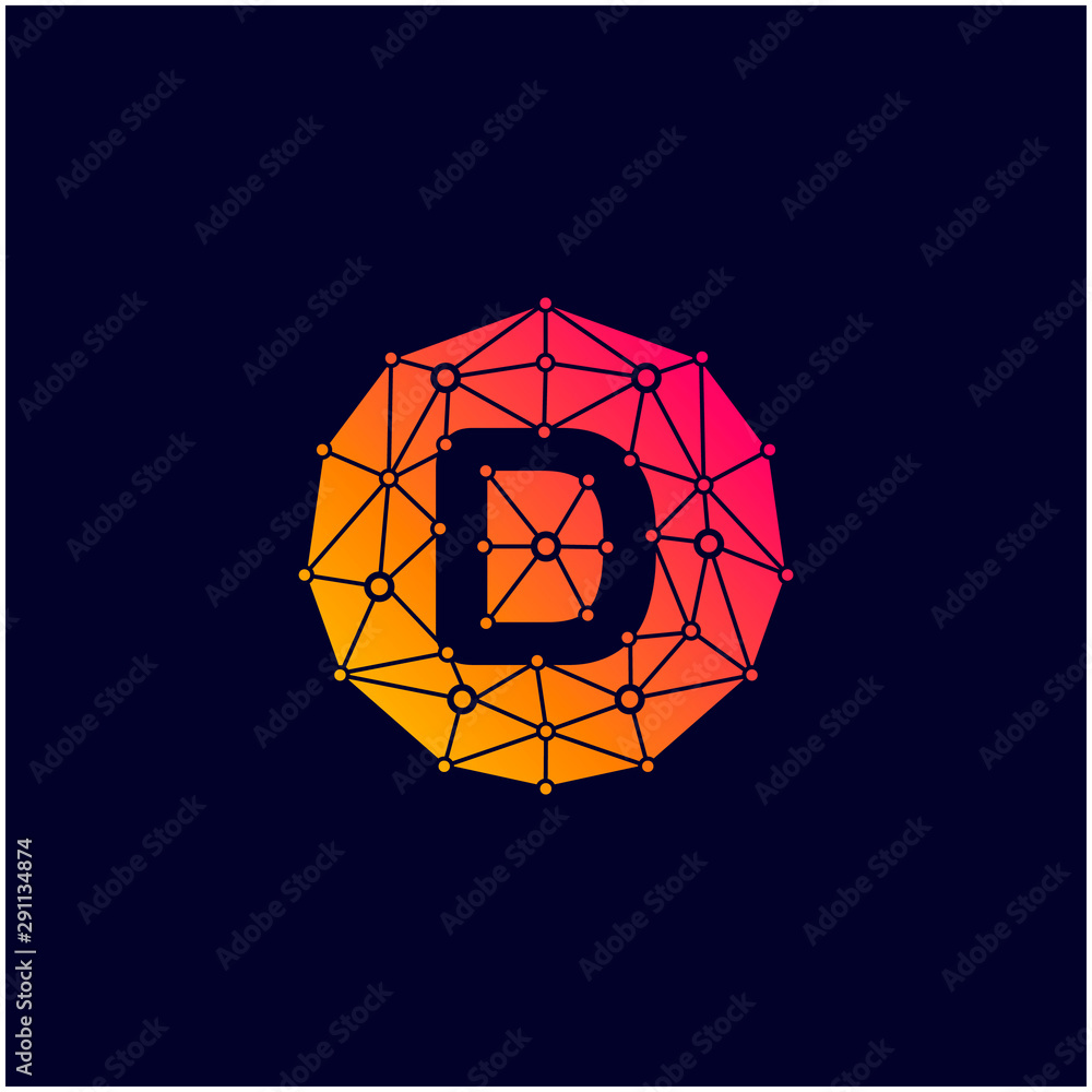 Technology logo with initial D letter. negative space concept. network icon -vector Technology logo with initial D letter. negative space concept. network icon -vector