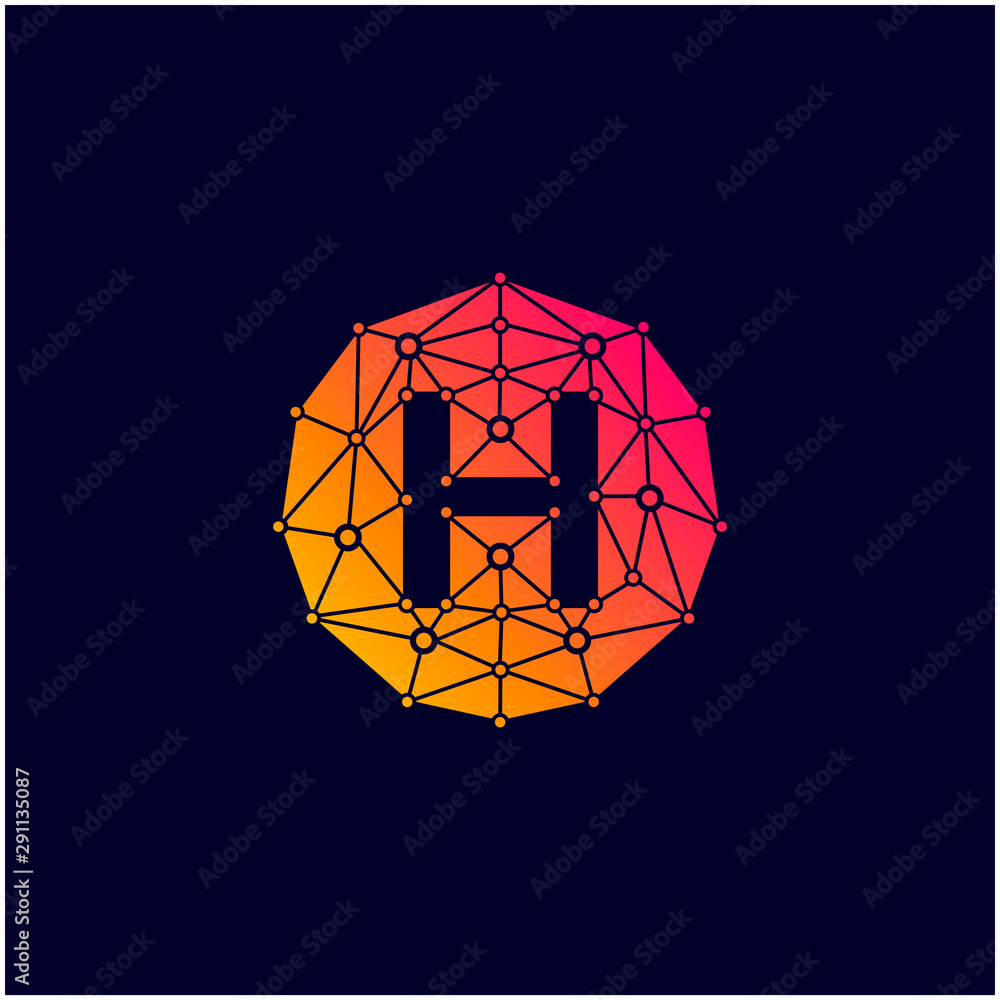 Technology logo with initial H letter. negative space concept. network icon -vector Technology logo with initial H letter. negative space concept. network icon -vector