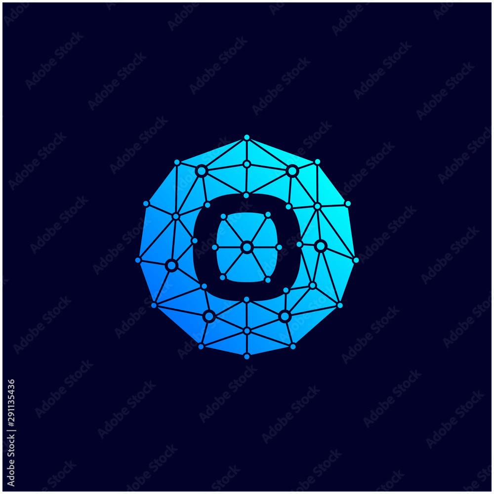 Technology logo with initial O letter. negative space concept. network icon -vector Technology logo with initial O letter. negative space concept. network icon -vector