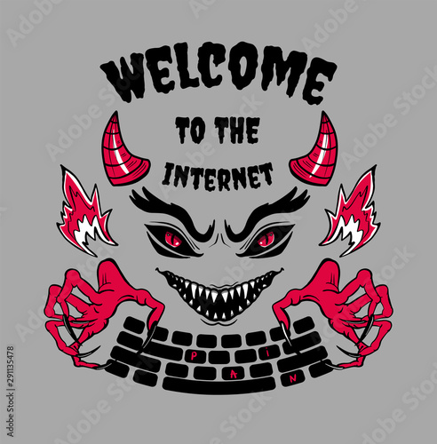 evil internet t-shirt print, tattoo
